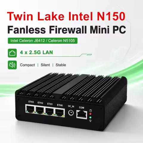 Intel N150 Mini PC Firewall Router 4 LAN I226-V 2.5G Celeron N5105 7305 J6412 NVMe Fanless Mini Comp