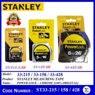 STANLEY POWER LOCK MEASURING TAPE (CHROME) - 33-215 (3.5M) / 33-158 (5M) / 33-428 (8M)