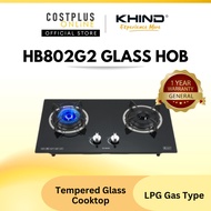 Khind HB802G2 | HB802G Tempered Glass Cooktop - Built-In Gas Hob 瓦斯炉