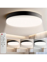 1入組36W帶黑邊天花板燈，可調節遙控，IP54防水，可用於浴室，臥室，客廳，廚房，走廊，餐廳天花板燈