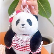 Panda Keychain Red Plaid Dress From Chengdu.