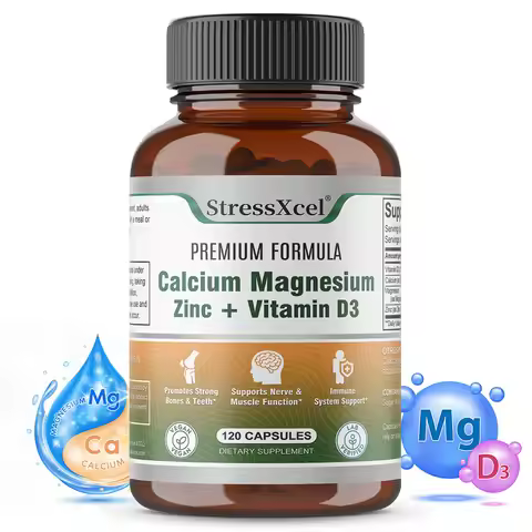 Calcium + Magnesium + Zinc + Vitamin D3 Capsules - Supports Bone and Nervous System Health and Impro