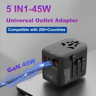 45W Universal Travel Adapter USB-C Ports USB-A Ports Multi AC Outlet All-in-One International Power 
