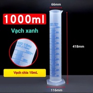Plastic measuring cylinder with graduation and liquid pouring beak, volume 500mL 1000mL