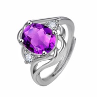 925 Silver Twist Shape Purple Red Diamond Color Diamond Ring Open Garnet Red Diamond Purple Diamond 