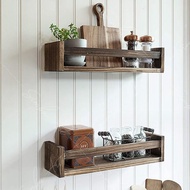 Kệ để đồ gia vị nhà bếp kệ sách đa năng treo tường màu nâu rustic (gỗ thông sơn màu gốc nước)