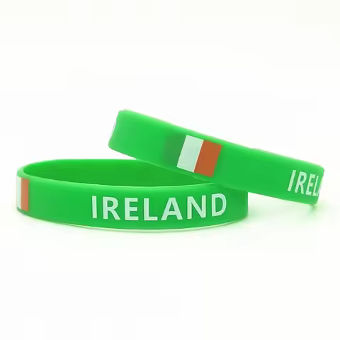 1PC Ireland Country Flag Silicone Wristband Green Football Sports Souvenir Silicone Rubber Bracelets