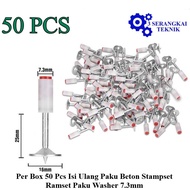 Per Box 50 Pcs Refill Concrete Nails Stampset Washer Nails 7.3mm