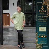 KATUN HIJAU PRIA Willy_store Oxford sage Green Kurta Koko Men Cotton sage Green Long Sleeve Vantela 