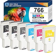 766 Ink Cartridges 300ml 6-Pack 3ED57A P2V89A P2V90A P2V91A P2V92A P2V93A P2V94A 3ED55A Ink Replacem