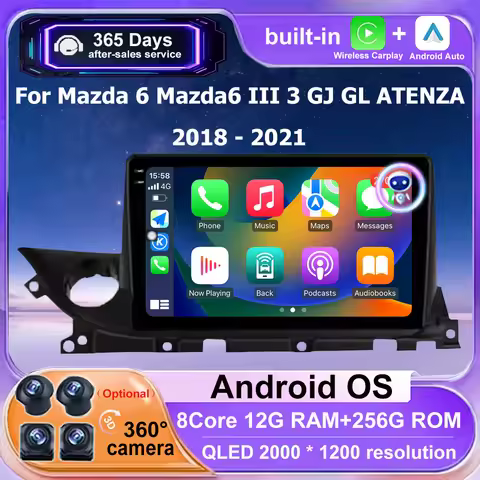 Android 16 Auto For Mazda 6 Mazda6 III 3 GJ GL ATENZA 2018 - 2021 Car Radio Multimedia Player GPS Na