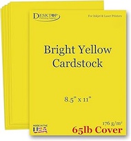 65lb Cover Cardstock Paper - 8.5 x 11 inch - 25 Sheets (Bright Yellow)