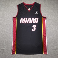 Embroidered Version Heat No. 3 WADE Regular Black BASKETBALL Uniform MIAMI WADE BASKETBALL JERSEY