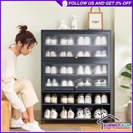 Bamboo Shoe Cabinet Shoe Rack with Acrylic Flip Door Bedroom &amp; Living Room Entrance Shoe Rack Shoe Shelf -3/5/7/9/11Tier