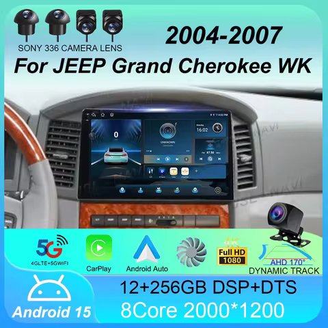 Android 15 Carplay Auto For JEEP Grand Cherokee WK 2004 2005 2006 2007 Multimedia Car Radio Navigati