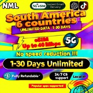 🔥NML South America:6 countries eSIM 5G 3-30 Days Daily500MB-20GB High-Speed Unlimited Data eSIM SA |