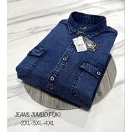 KEMEJA Jumbo jeans shirt XXL XXL XXXL men's short sleeve denim shirt