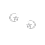 Aloha 閃爍星月耳環 (白金色)