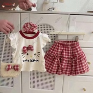 (0-5Yrs)kids Terno Girl Set Baby T Shirt Pajama Set Kids 0-5Years Old Infant Short Sleeves T-Shirt +