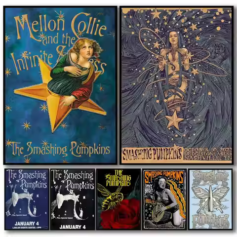 Band The S-smashing Pumpkins Painting Calligraphy High-Quality Cotton Canvas Poster Wall Art for Liv