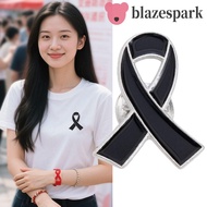 BLAZESPARK Black Ribbon Pin, Awareness Skin Cancer Funeral Ribbon Badge Brooch, Enamel Black Ribbon 