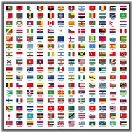 192Pcs Stickers of Flags of Various Countries of the World PVC Waterproof Sticker