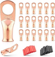 RED WOLF 4 AWG 3/8"(M10) 20 PCS Wire Lugs Ring Terminal Connectors Ends, 4 Gauge Battery Cable Coppe