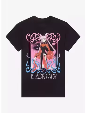 Pretty Guardian Sailor Moon Black Lady Portrait Girls Pure Cotton T-Shirt Men and Women Fashion Casu