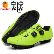 huas Men's flat bottomed breathable bicycle shoes, SPD MTB shoes with self-locking studs Cycling Shoes