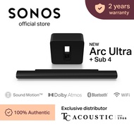 9.1.4 Sonos Arc Ultra Soundbar w Sonos Sub 4 - Dolby Atmos Wireless Smart Home Theater System w Subw