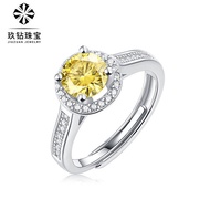 ring for woman ring couple ring Perak S925 Cincin Moissanite Kuning Wanita Hao Set Cincin Beg Bulat 