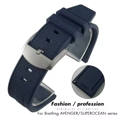 19mm 20mm 21mm 22mm Quick Release FKM Fluororubber Watchband for Breitling Super Chronomat B01 Aveng