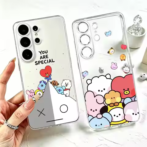 For B-BTS-S cartoon Phone Case For Samsung S25,S24,S21,S22,S23,S30,Ultra,S20,Plus,Fe Transparent Cov