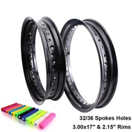 1 Pair Motorcycle Dirt Bike 17 Inch Aluminum 32/36 Spokes Holes Rims Motocross Enduro Front 2.15*17"