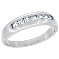 Sterling Silver Cubic Zirconia Men's Wedding Band Ring Classic Channel Design, 1/4 inch Wide, Sizes 