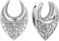 2 PCS Saddle Tunnels Ear Hangers Ear Gauges Plugs Stretcher Earring Piercing Body Jewelry 0g