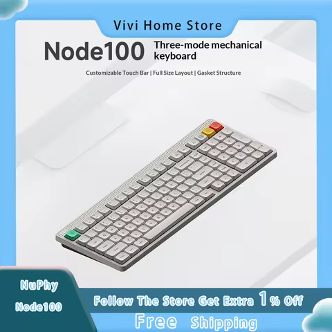 NuPhy Node100 Low-profile Mechanical Keyboard Three-mode Wireless Bluetooth Gasket Customization Ful