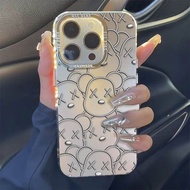 For IPhone 11/12/13/14/15 Pro Max Case Cute Bearbrick Silver Silicone Case For IPhone 11,12,13,14,15