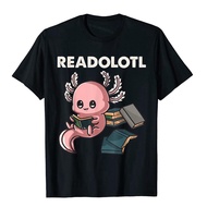 Readolotl Axolotl Reading Book Amphibian Literature Reader T-Shirt Cotton Comfortable Tops & Tees Ri