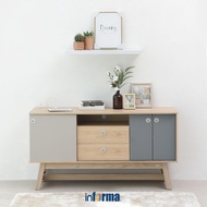 Informa Pierson Lemari Kabinet - Putih/Cokelat Oak Lemari Kabinet Serbaguna Cabinet Penyimpanan Indo