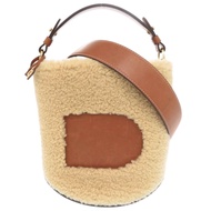 Delvaux Pin Mini Bucket Teddy 迷你水桶包，米棕色皮革和ブラウン兩用肩包/手提包 (0767)。二手。