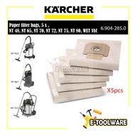 Karcher Paper filter bags, 5 x , NT 48, NT 65, NT 70, NT 72, NT 75, NT 80, Wet Vacuum 6.904-285.0