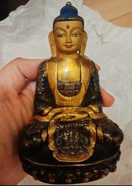 十九世紀晚期尼泊爾銅鎏金銀釋迦牟尼佛像