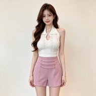 （JANUARY-JN5821）SMLXL2XL Womens pants High waist Roman stretch summer new versatile casual shorts