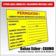 B3 Waste Label Sticker | Hazardous Material Label Cromo Material