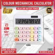 Colour 12-Digits Mechanical Button Calculator / 12-Digit Solar Dual Power Calculator