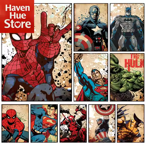 HOT Toys Spider Man Canvas Poster Marvel Hero Decor Iron Man Batman Hulk Mural Modern Home Decoratio