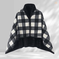 Multifunction Plaid Wearable Shawl & Blanket Nap Blanket Wearable Plaid Plush Blanket With Button On