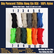 Paracord 5mm 750lbs Genuine USA 100% Nylon