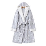 Plush Mid-Length Bathrobe Men Women Autumn Winter New Foreign Trade Hooded Collar Belt Double Pocket